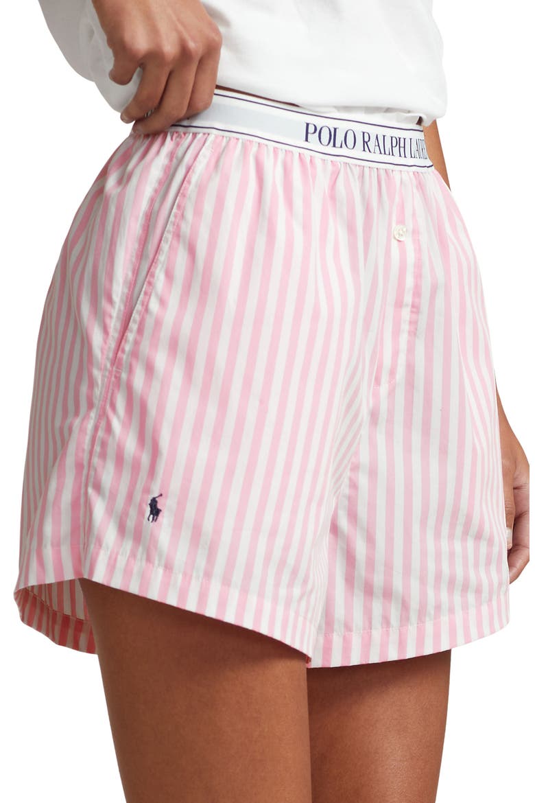 Cotton Boxer Pajama Shorts, Alternate, color, PINK STRIPE
