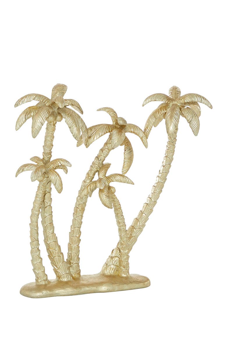 Goldtone Polyresin Palm Tree Sculpture, Main, color, GOLD
