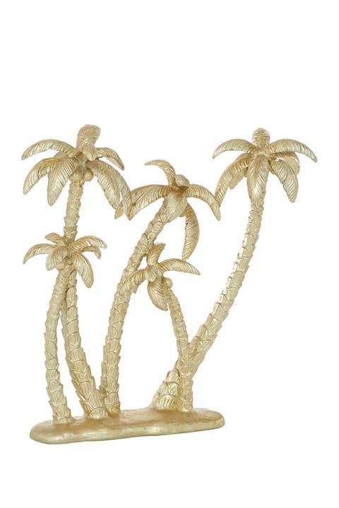 Goldtone Polyresin Palm Tree Sculpture