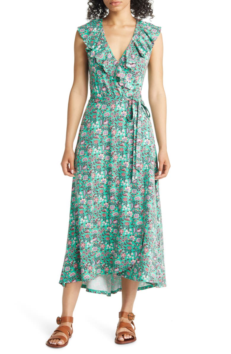 Boden Floral Print Jersey Wrap Maxi Dress, Main, color, 