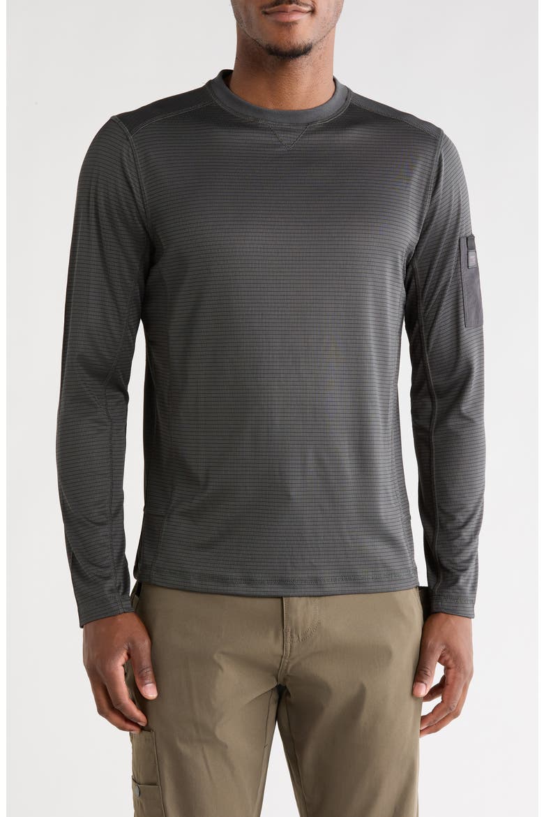 Grid Jacquard Long Sleeve T-Shirt, Main, color, ASPHALT
