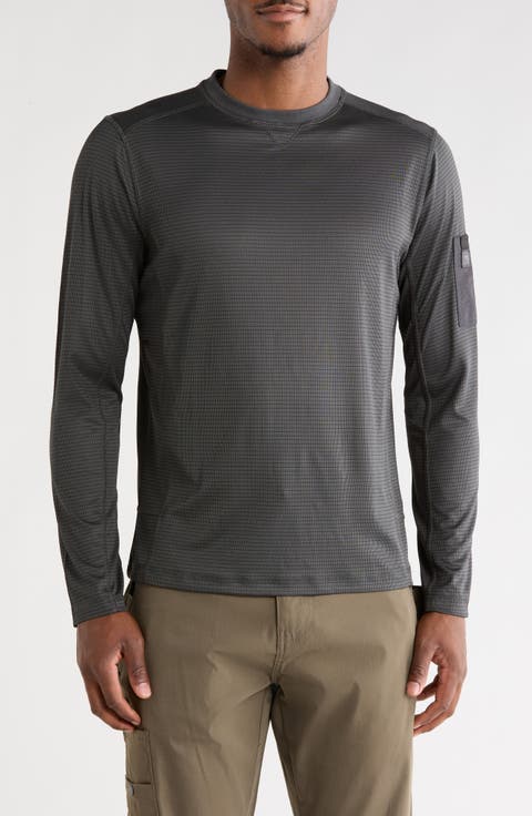 Grid Jacquard Long Sleeve T-Shirt