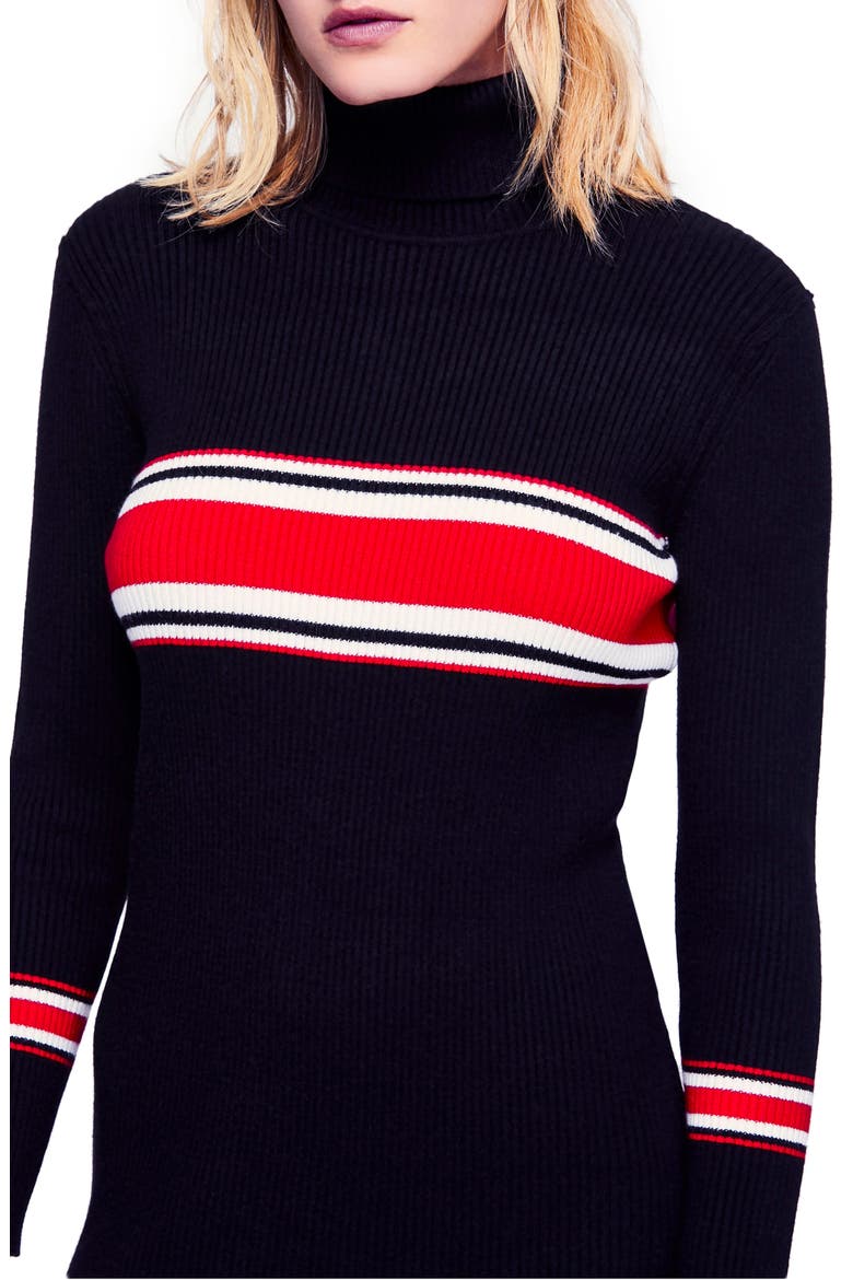 Sport Stripe Midi Sweater Dress, Alternate, color, BLACK