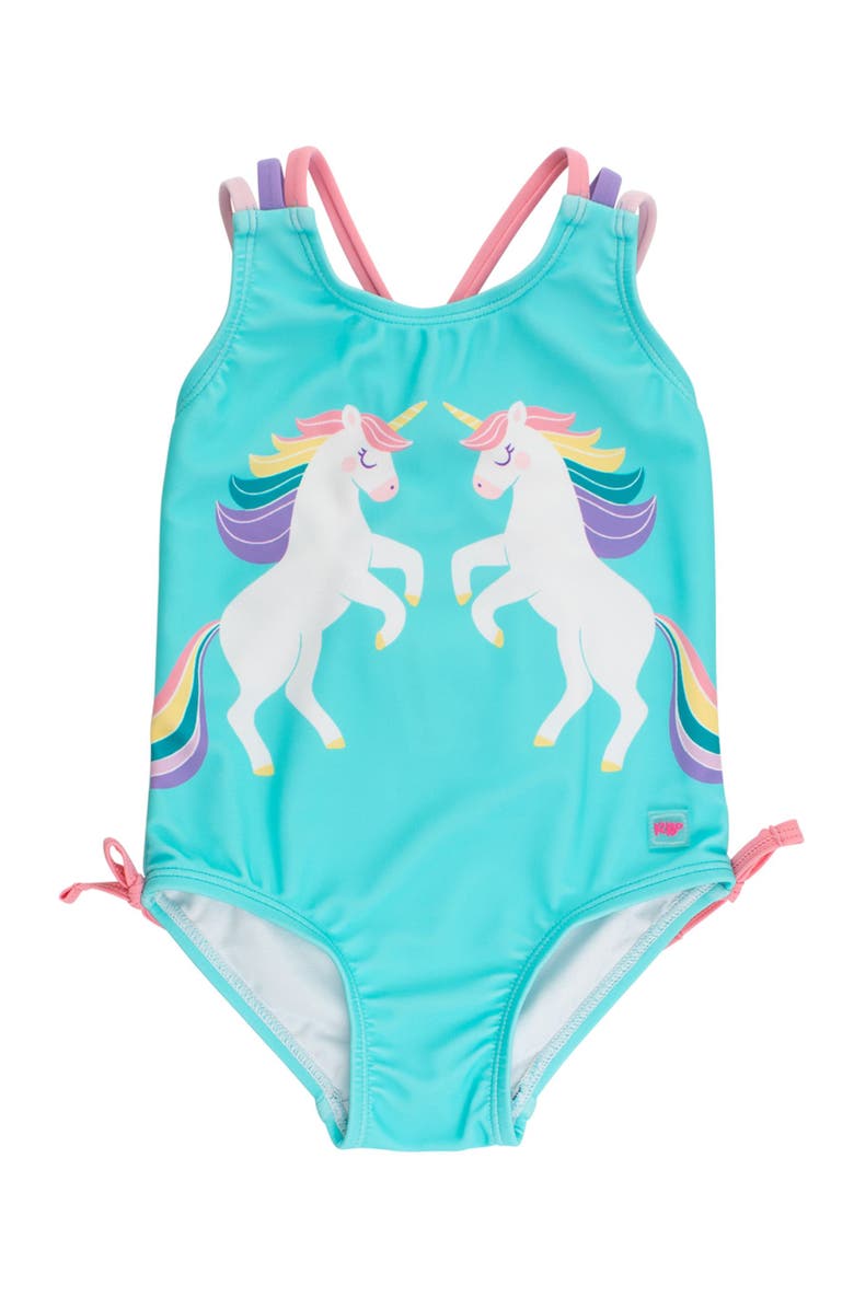 RuffleButts UPF50 Sun Protected Cross-Back One Piece, Main, color, Magical Unicorns