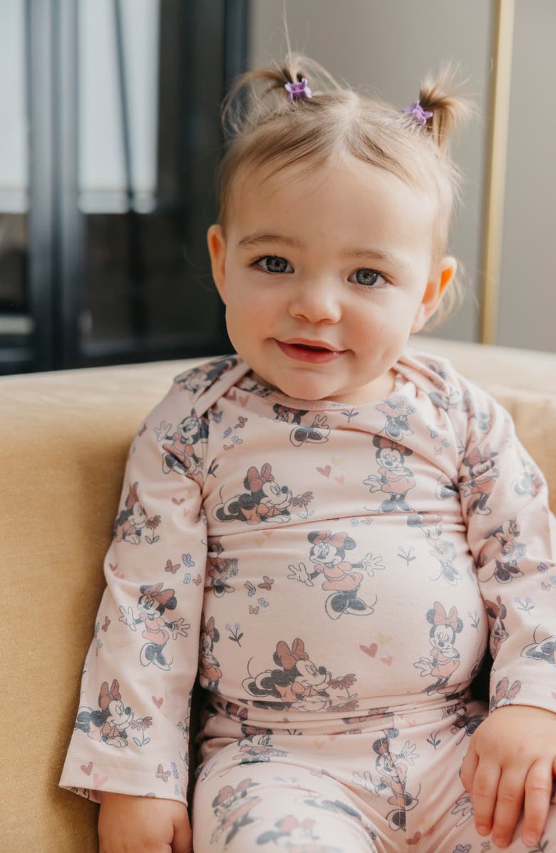 Copper Pearl Minnie Mouse Print Long Sleeve Bodysuit, Alternate, color, Minnie Mouse