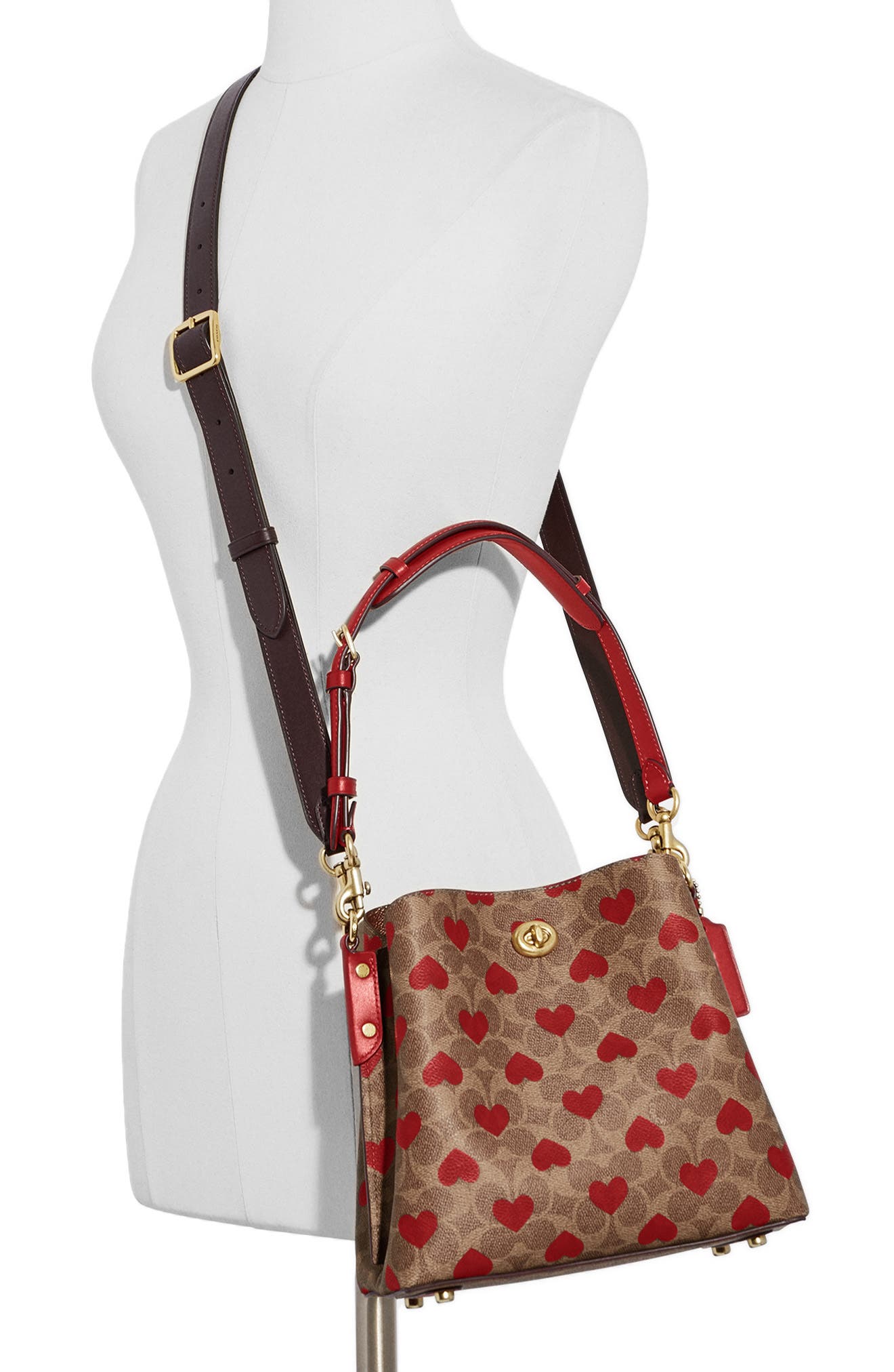 COACH Signature Coated Canvas & Hearts Crossbody Bag, Alternate, color, 