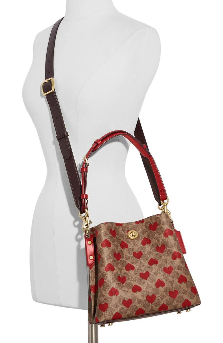 COACH Signature Coated Canvas & Hearts Crossbody Bag, Alternate, color,