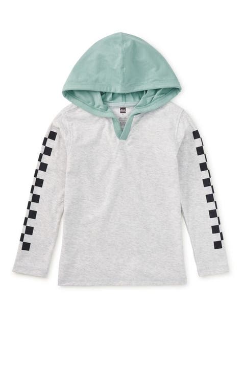 Checker Sleeves Happy Hoodie