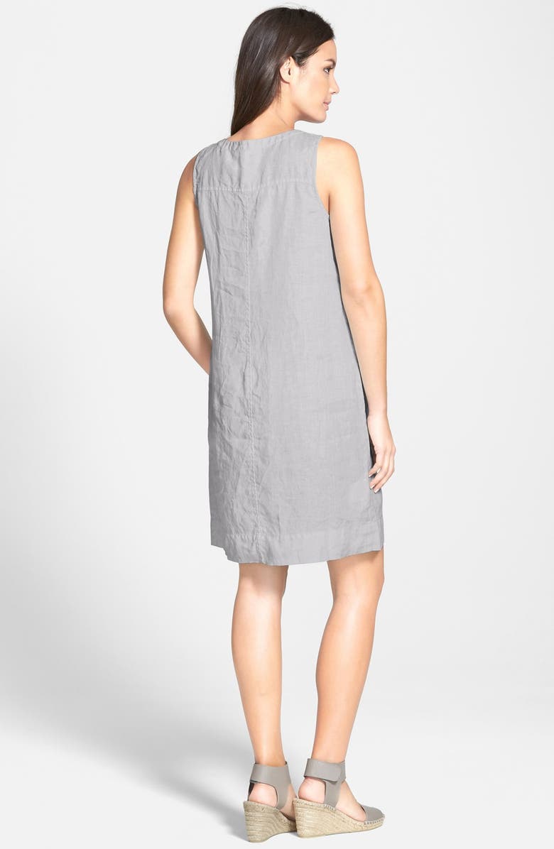 Eileen Fisher Organic Linen Scoop Neck Knee Length Dress, Alternate, color, 
