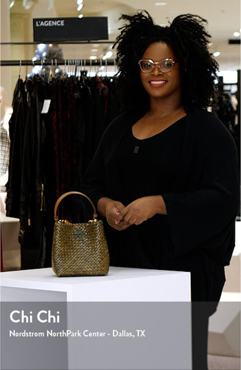 McGraw Dragon Woven Leather Bucket Bag, sales video thumbnail