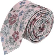 Trafalgar Nico Subtle Vine and Flower Patterned Silk Necktie