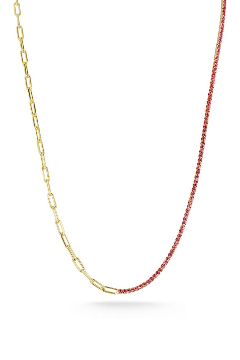 14K Gold Plated Cubic Zirconia Tennis Necklace, Main, color, GOLD