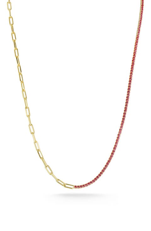 14K Gold Plated Cubic Zirconia Tennis Necklace