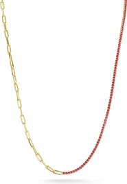 SPHERA MILANO 14K Gold Plated Cubic Zirconia Tennis Necklace