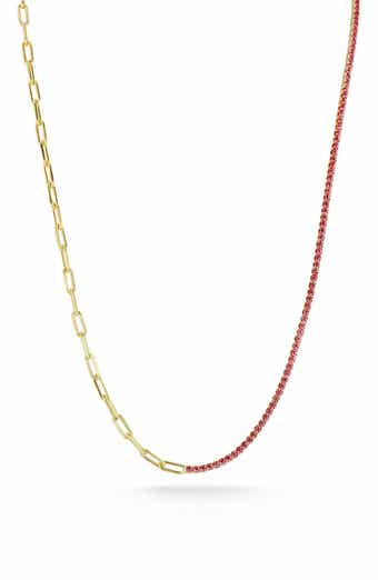 14K Gold Plated Cubic Zirconia Tennis Necklace