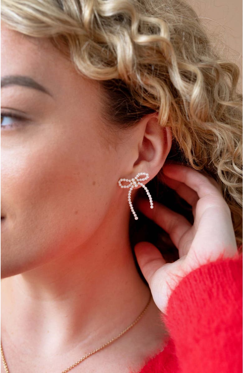 Alex and Ani Pearl Bow Earrings, Alternate, color, Pearl