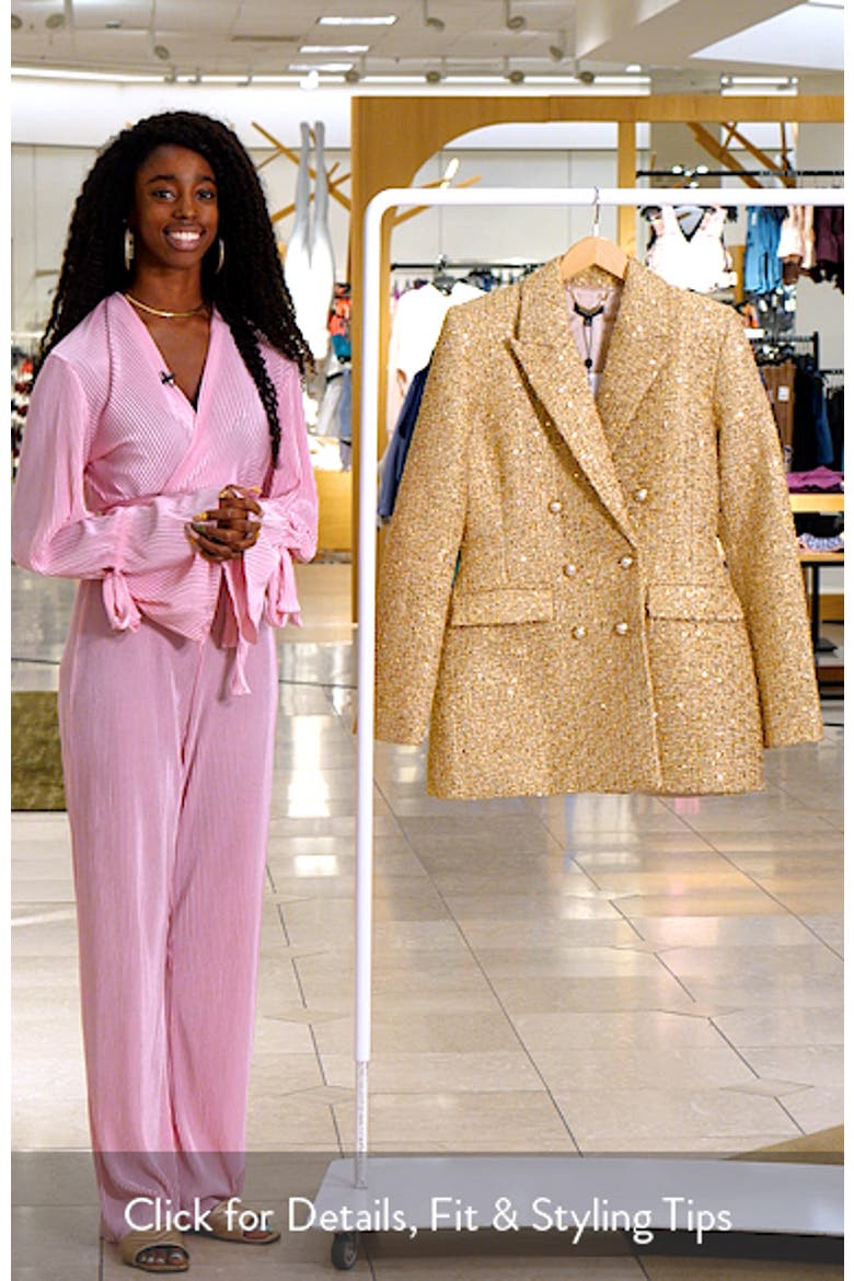 Metallic Tweed Long Sleeve Cocktail Coat Dress video