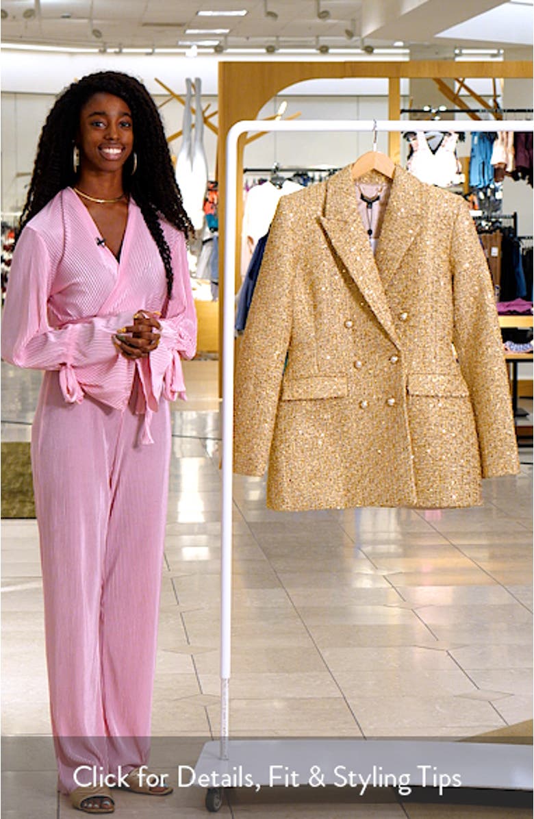 Metallic Tweed Long Sleeve Cocktail Coat Dress, sales video thumbnail