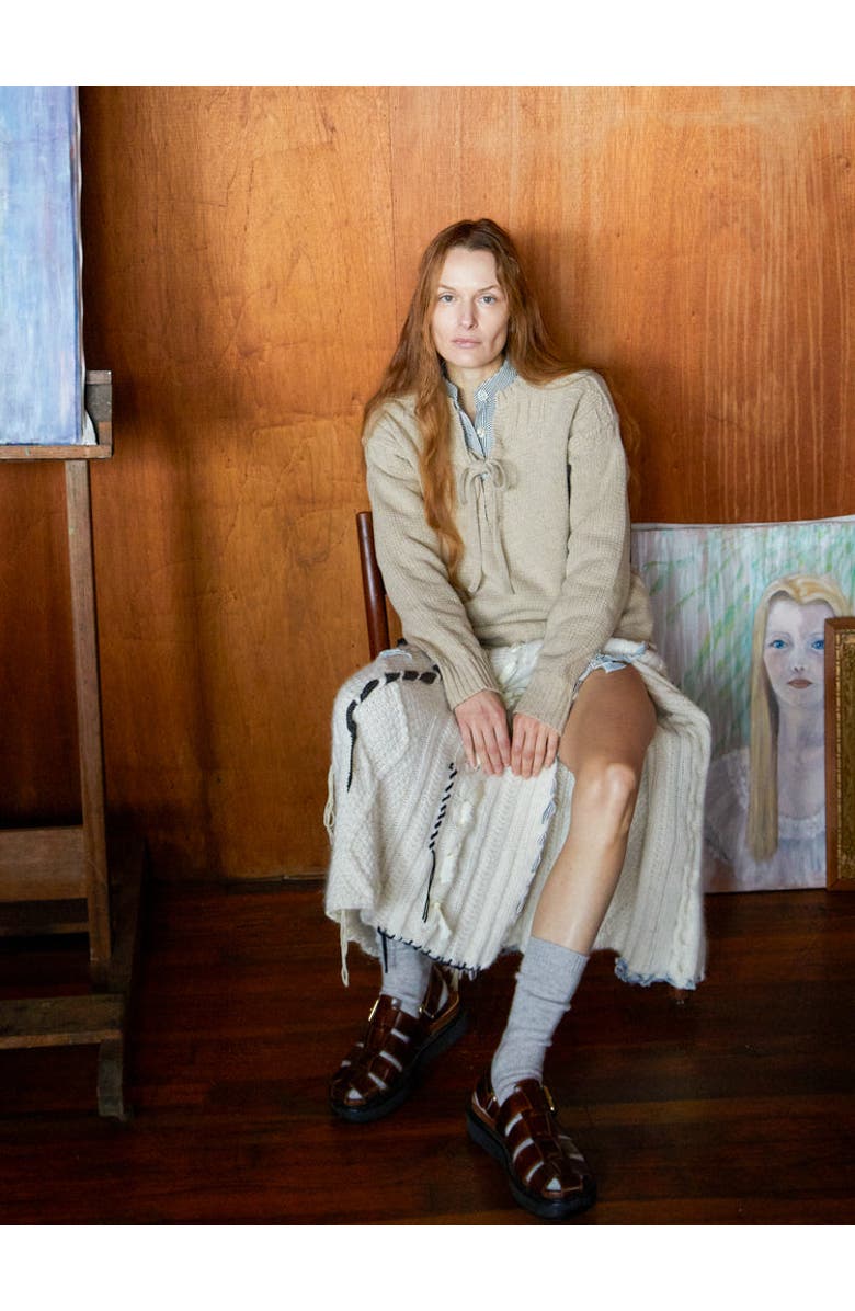 Lingua Franca The End Guernsey Pullover, Alternate, color, 