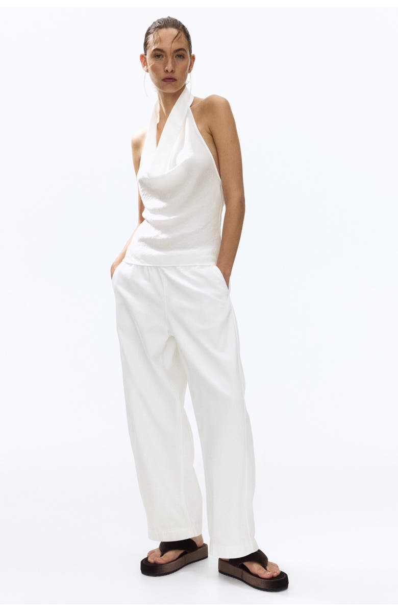 H&M Denim Barrel Trousers, Alternate, color, Ivory