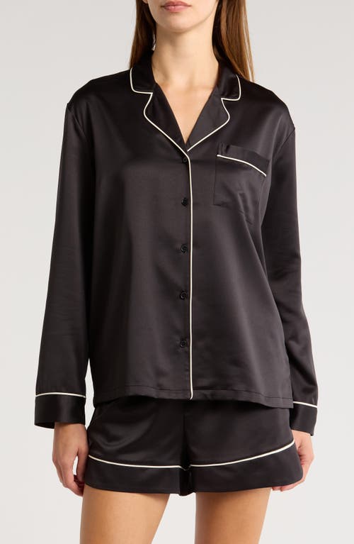 Nordstrom Satin Long Sleeve Short Pajamas In Black
