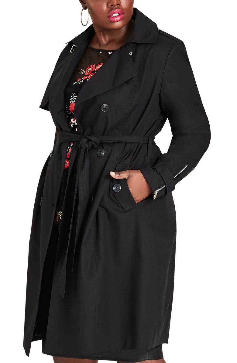 City Chic Mystique Trench Coat, Alternate, color, 