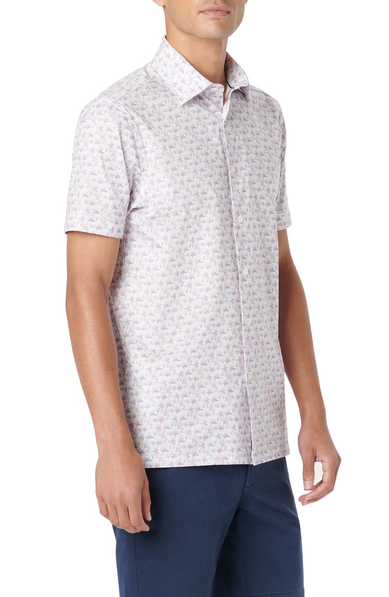 Bugatchi Milo OoohCotton<sup>®</sup> Birds of Paradise Print Short Sleeve Button-Up Shirt, Alternate, color, 