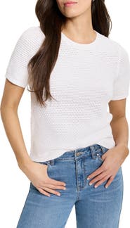 NIC+ZOE Tuck Open Stitch Short Sleeve Cotton Sweater