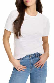 NIC+ZOE Tuck Open Stitch Short Sleeve Cotton Sweater