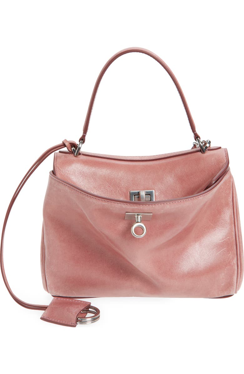 Balenciaga Mini Rodeo Lambskin Leather Top Handle Bag, Main, color, Rose Quartz