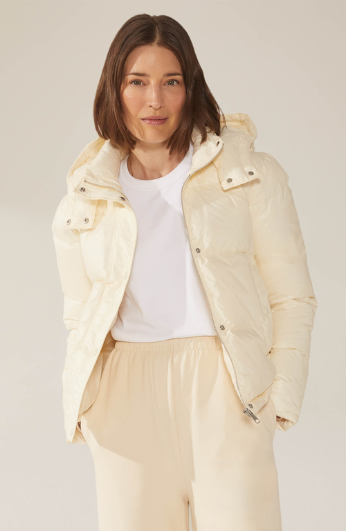 Italic Adeline Hooded Down Puffer Jacket In Cream