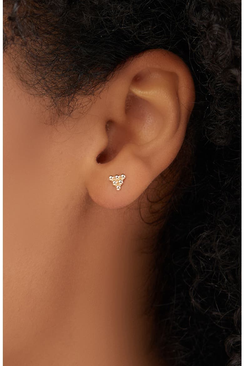 14K Gold Beaded Triangle Stud Earrings (Nordstrom Exclusive), Alternate, color, YELLOW GOLD