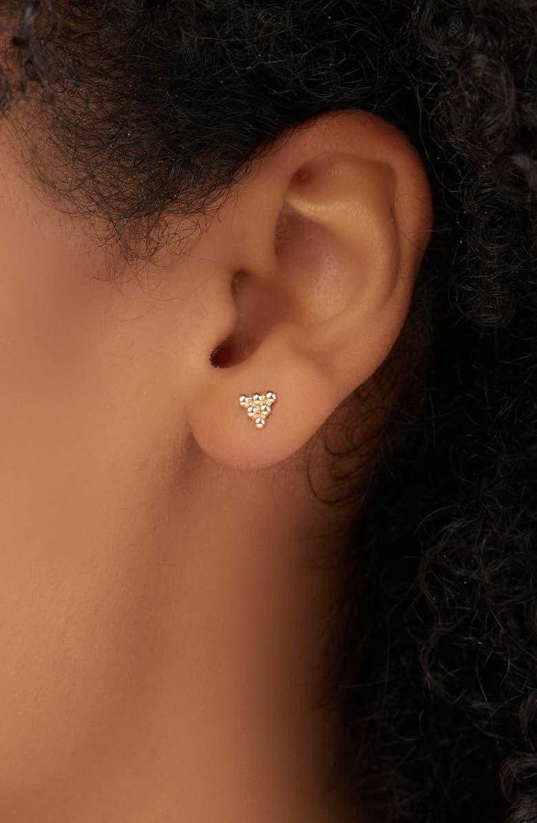 Bony Levy 14K Gold Beaded Triangle Stud Earrings, Alternate, color,