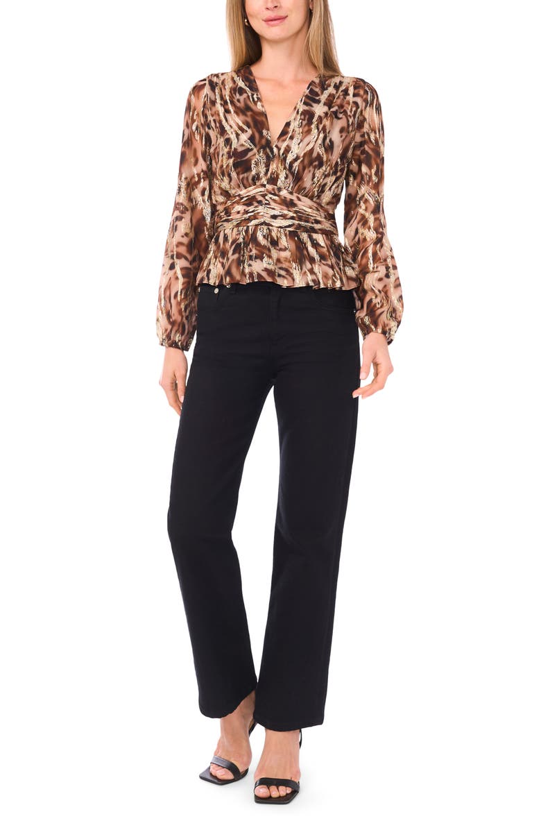 Parker Long Sleeve Waist Cinch Top, Alternate, color, Cashew