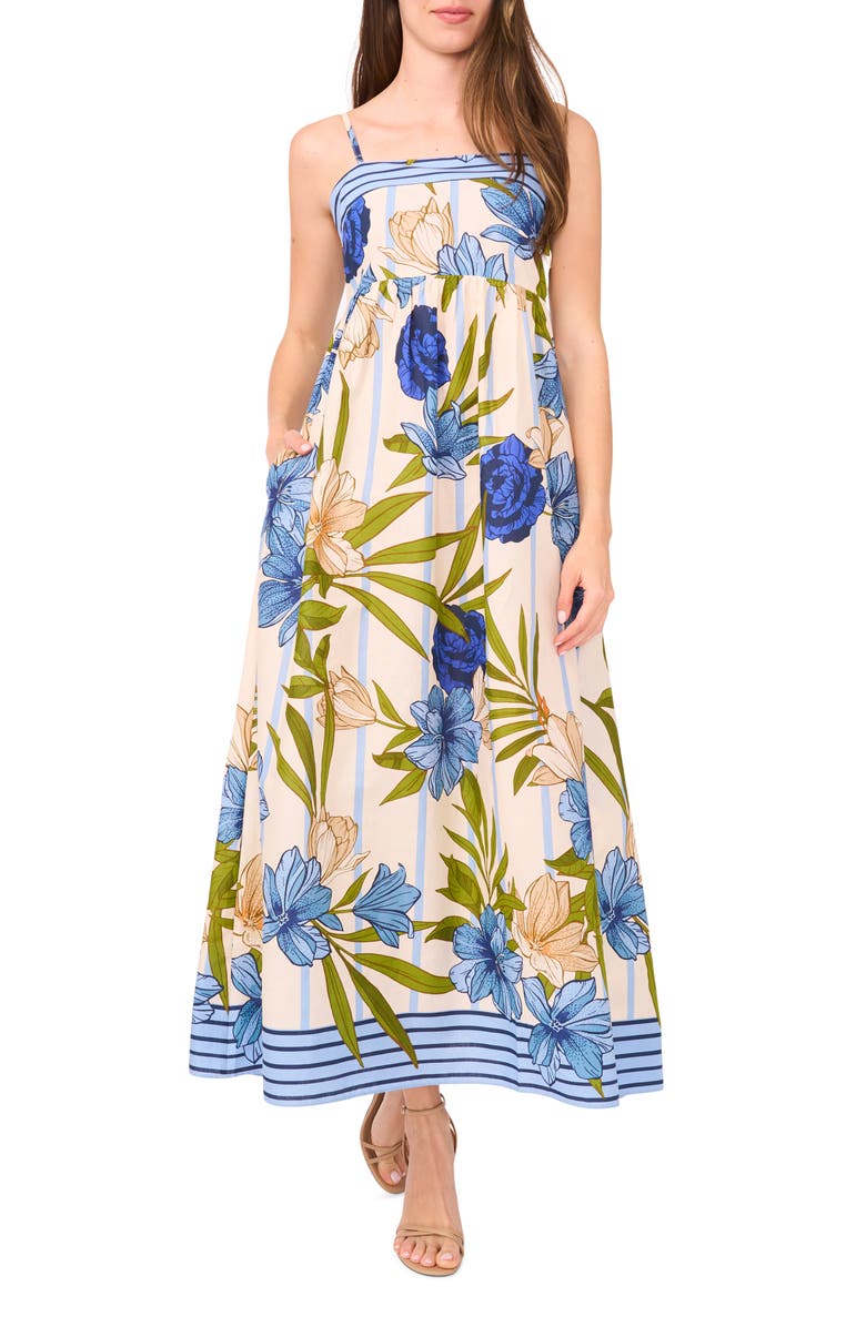 CeCe Print Sleeveless Maxi Dress, Main, color, Eggnog