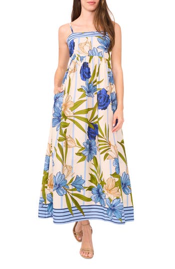 Cece Print Sleeveless Maxi Dress In Blue