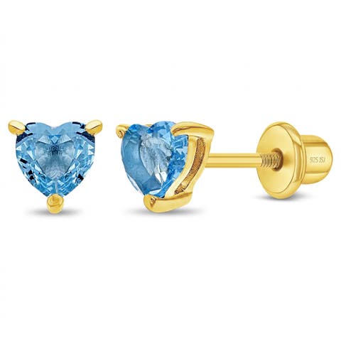 Cubic Zirconia Birthstone Plated Solitaire Earrings