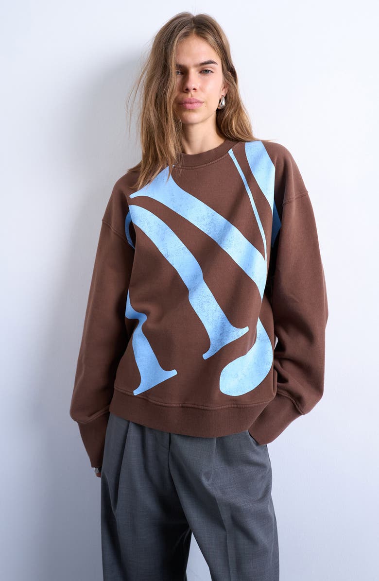Topshop NYC Oversize Sweatshirt, Main, color, Brown
