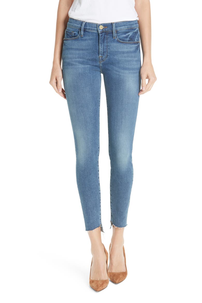 Le Skinny de Jeanne Reverse Cascade Hem Jeans, Main, color, CAPE MAY