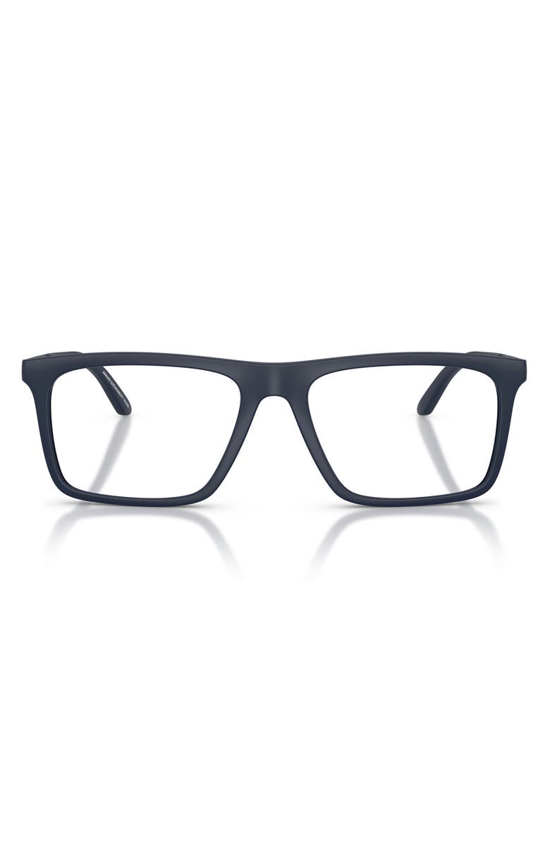 Emporio Armani 55mm Square Optical Glasses, Main, color, Matte Blue / Demo Lens