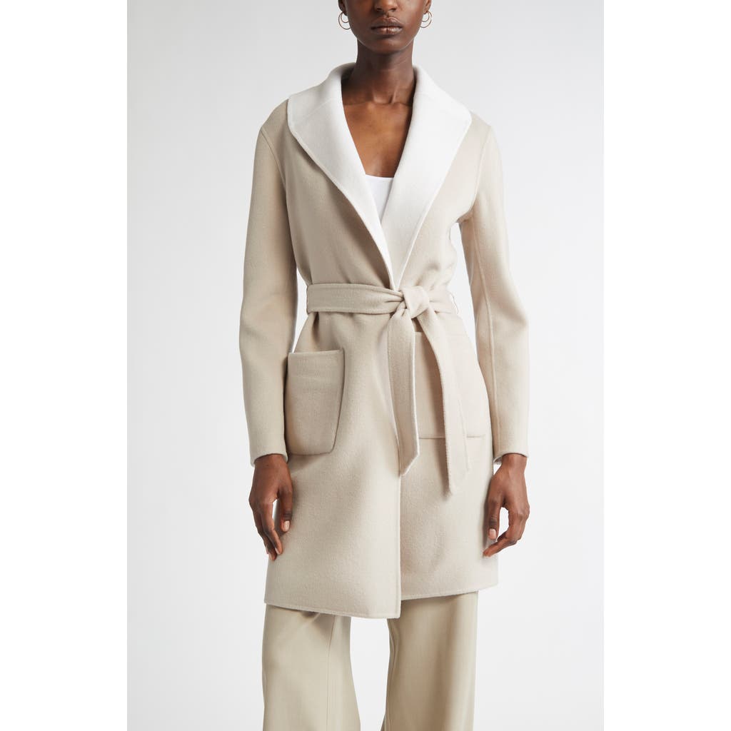 St John St. John Collection Two-tone Double Face Wool & Cashmere Coat In Neutral