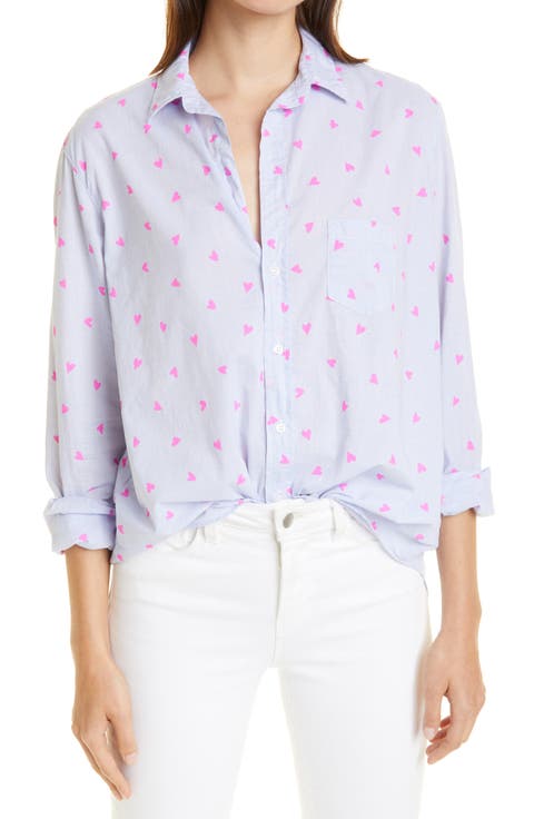 Eileen Heart Print Cotton Button-Up Shirt