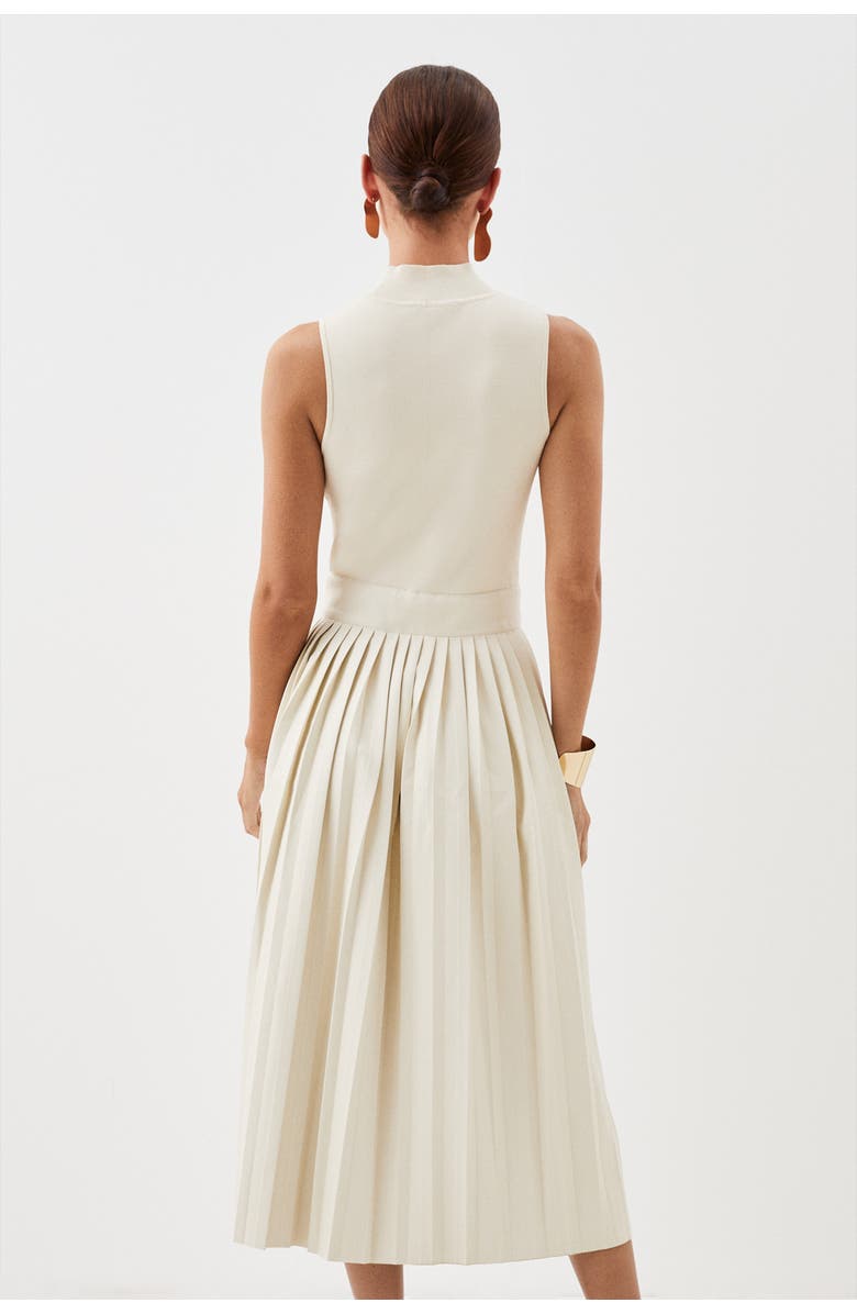 Karen Millen Pu Detailing Sleeveless Midi Dress, Alternate, color, Cream