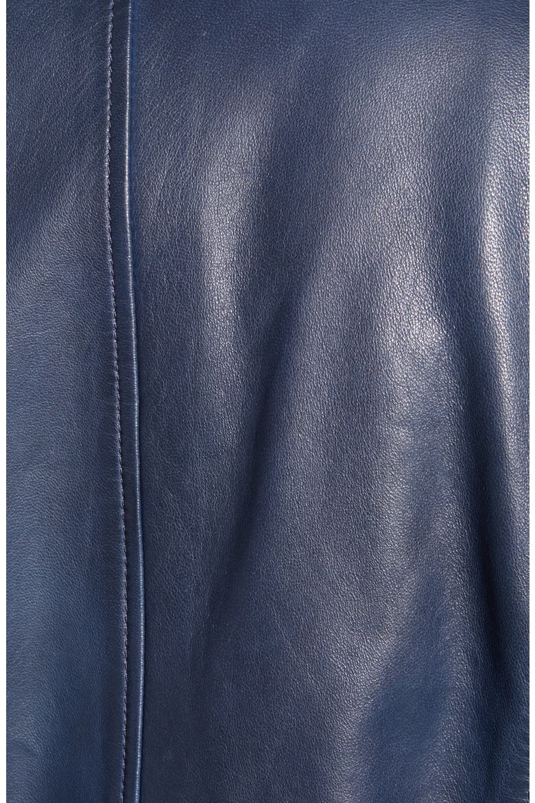 Core Leather Moto Jacket, Alternate, color, NAVY BLUE