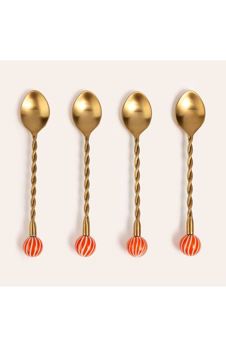 Zsa Zsa Zsu Rampur Set Of 4 Steel Dessert Spoon Set Cheerland, Main, color, Gold