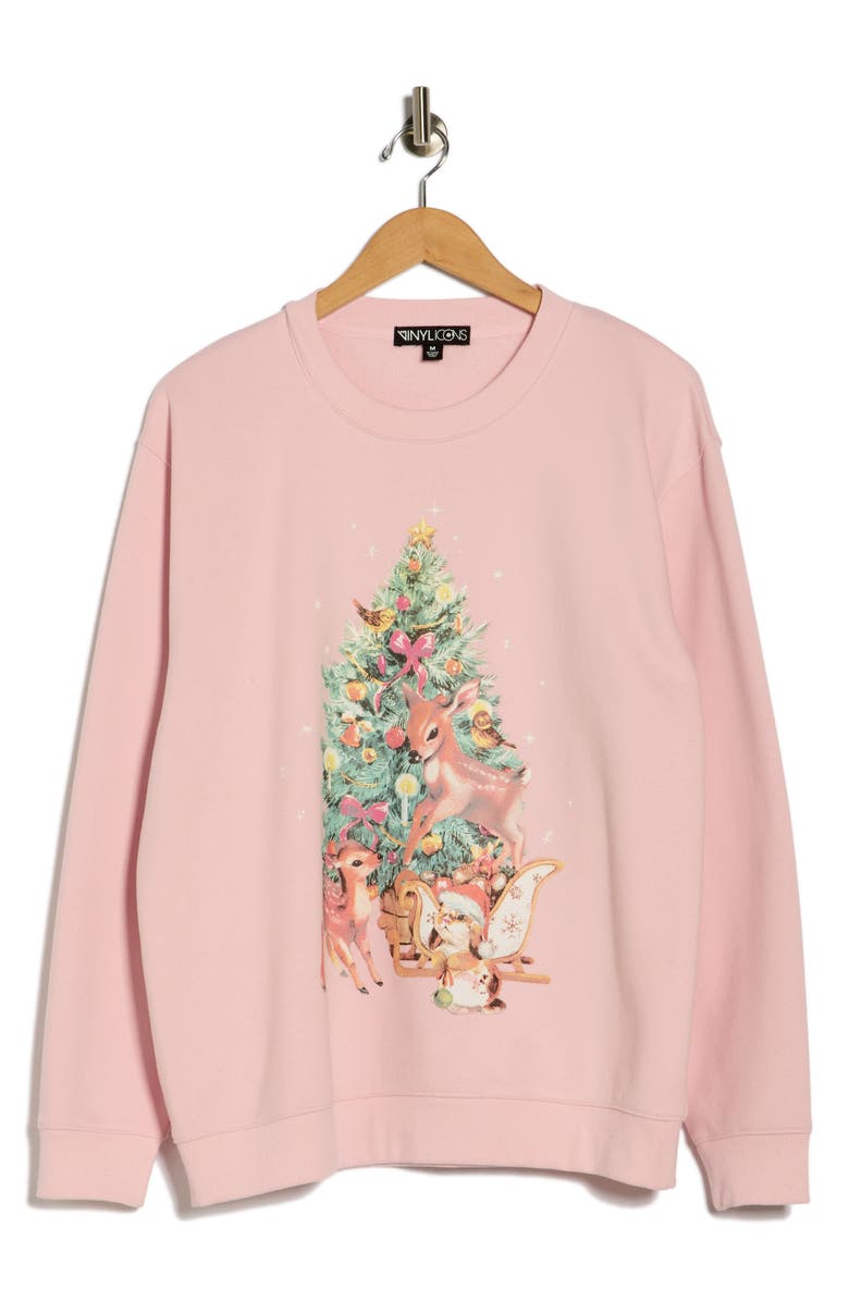 Vinyl Icons Animals Christmas Tree Graphic Sweatshirt, Alternate, color, 