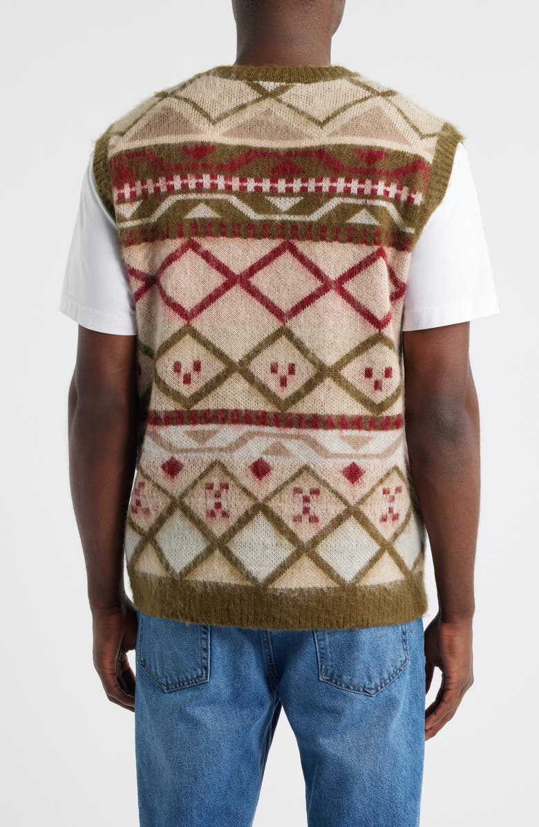 Topman Fair Isle Oversize Vest, Alternate, color, Khaki