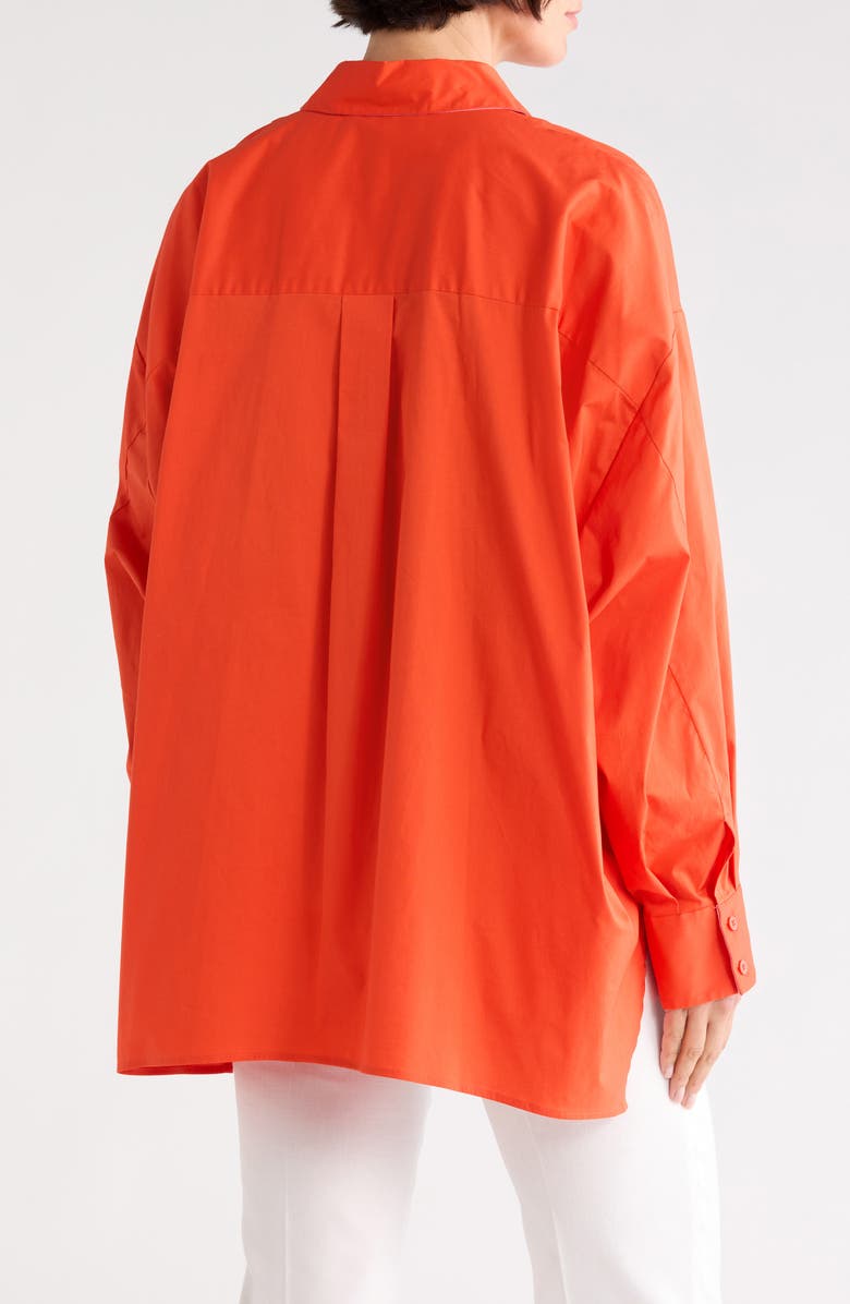 Diane von Furstenberg Laura Oversize Button-Up Tunic Shirt, Alternate, color, Burnt Orange