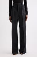 Saint Laurent Pleated Wide Leg Wool Trousers