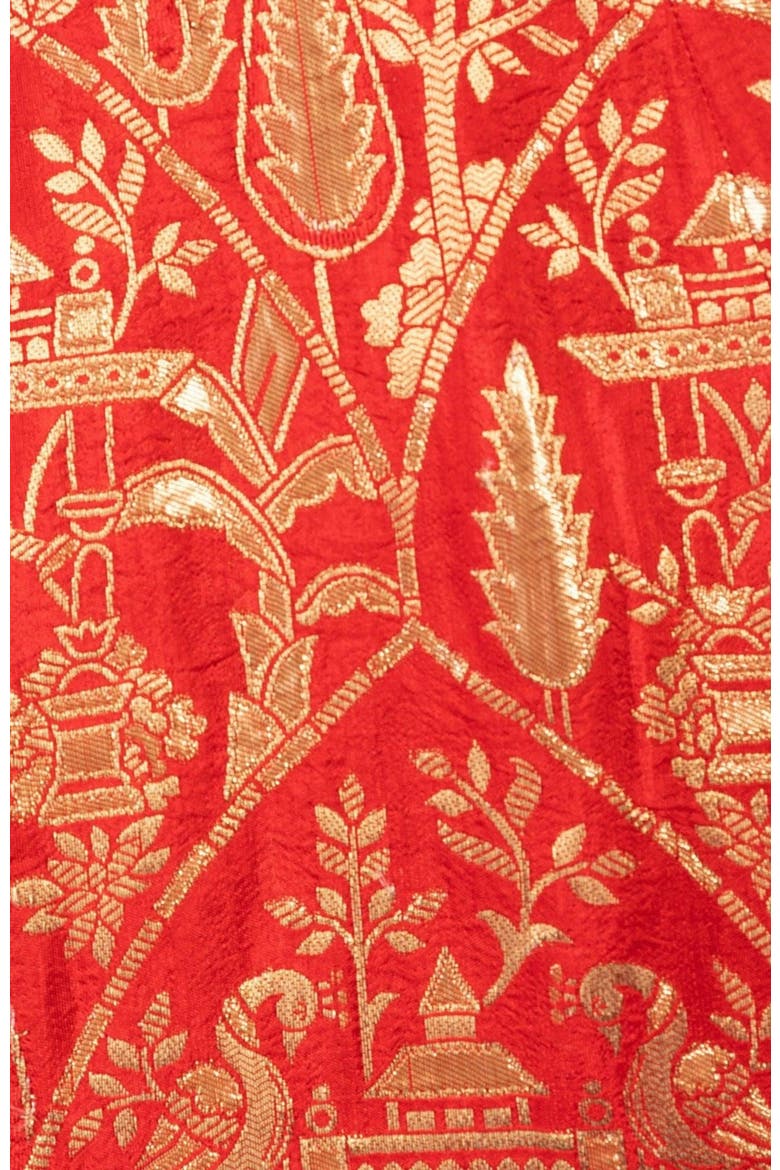 Azalea Jacquard Silk Gown, Alternate, color, Red